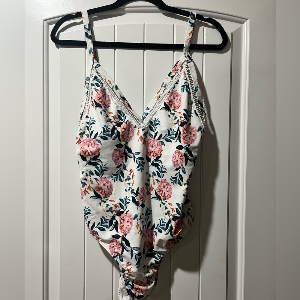 Floral one piece bathing suit
